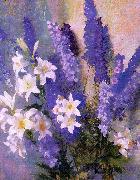 Hills, Laura Coombs Larkspur and Lilies oil painting on canvas